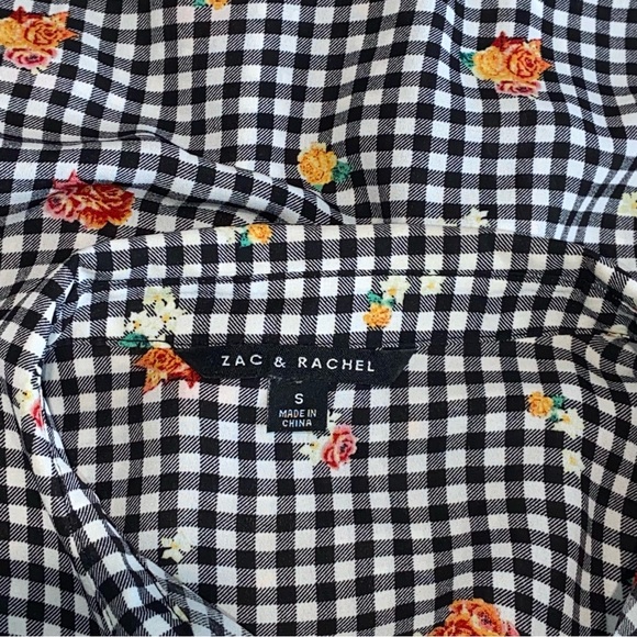 Zac & Rachel Floral Check Button Down Shirt - women’s Small - Picture 8 of 14